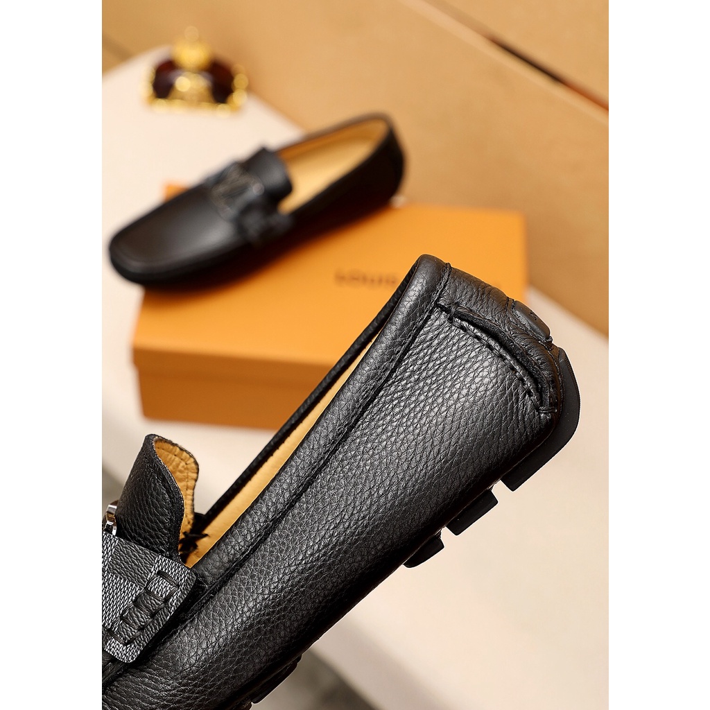 Giày lười nam da thật cao cấp da Louis Vuitton LV thiết kế mũi vuông mang đến sự sang trọng