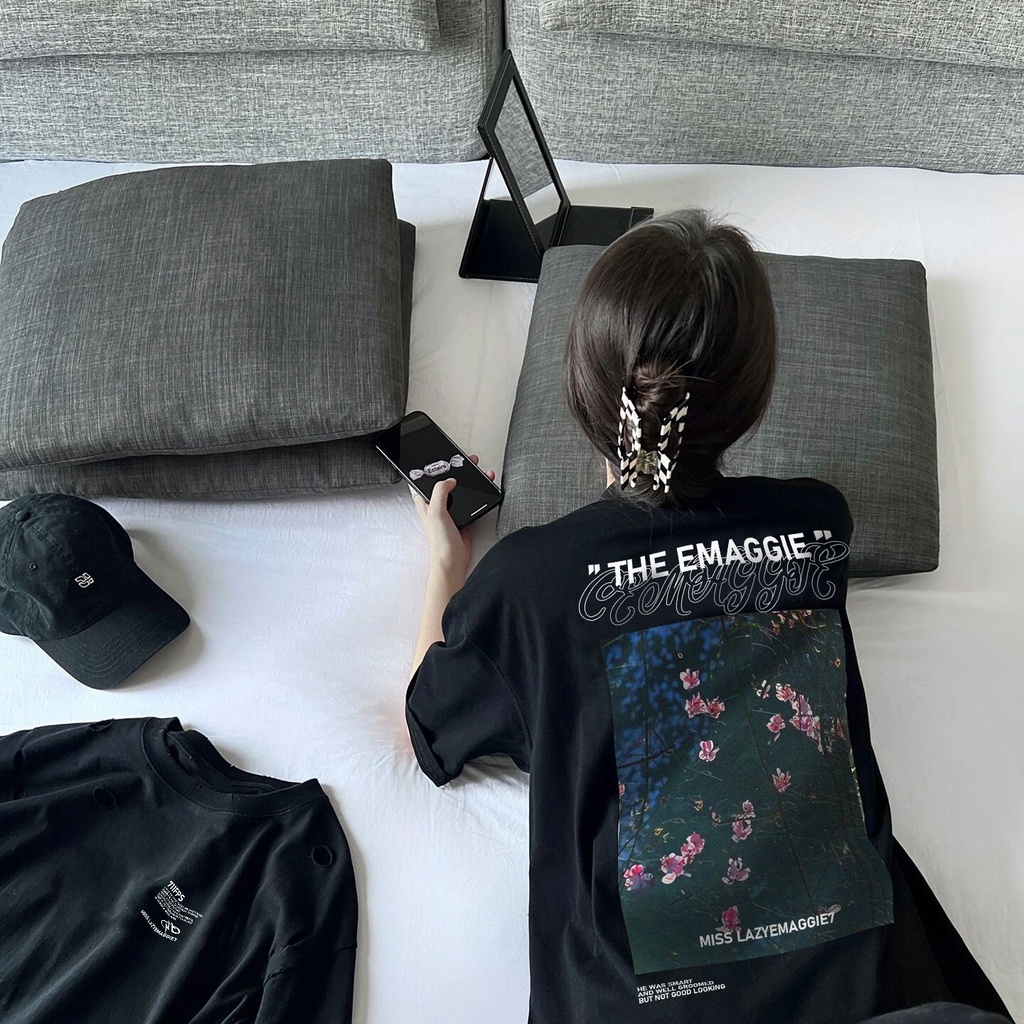 ZHELIHANGFEI Áo thun tay ngắn in hình chữ cái áo ngắn tay kiểu dáng rộng thoải mái