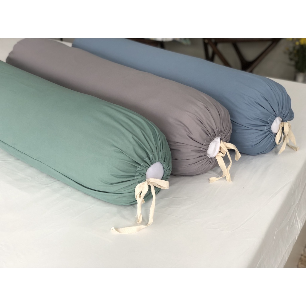 01 Vỏ gối ôm Cotton Tici VIE HOME - Bedding VO45, kích thước 35cm x100cm trơn màu dây cột 2 đầu nhiều màu sắc