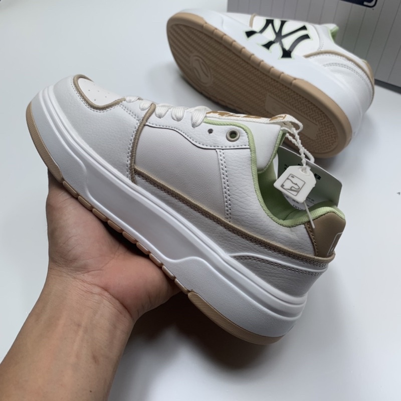 Giày MLB liner ny nâu vàng 2022 bản trung tăng chiều cao.Tặng hộp,tất,lọ tẩy