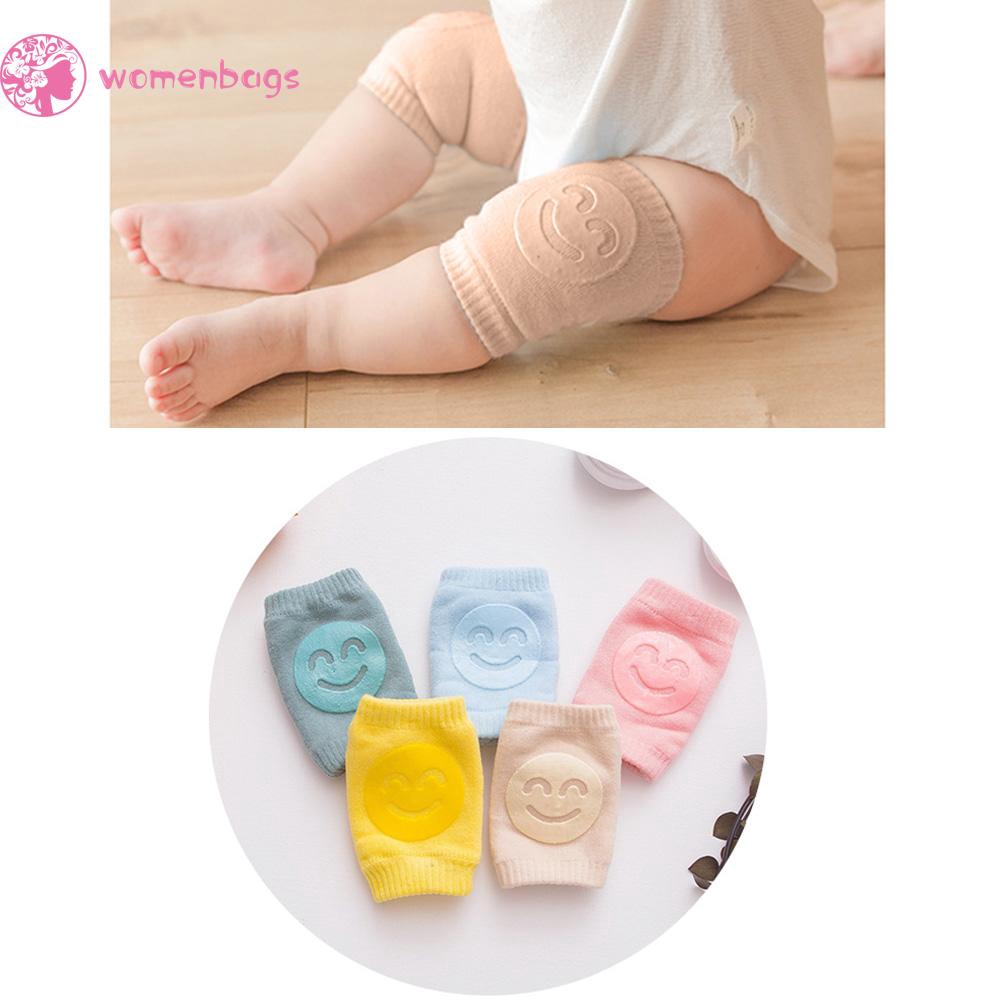 Cặp đệm cotton bọc đầu gối bảo vệ hình mặt cười cho bé sơ sinh khi bò