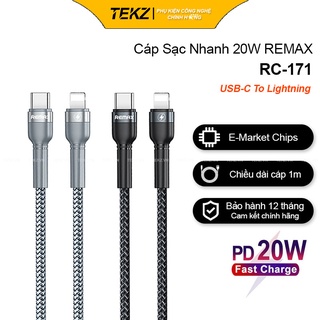 Cáp Sạc Nhanh iPhone Type C to Lightning PD 20W Remax RC-171, Chip E-marker, Chống Sạc Quá Tải, Chống Gãy Cáp