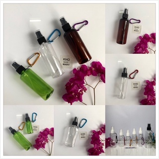 Đồ chơi MÓC KHOÁ chai xịt Nhỏ trong suốt / Nâu / Xanh 100ml, 50ml - Bình xịt sương treo móc chìa khoá balo, treo xe