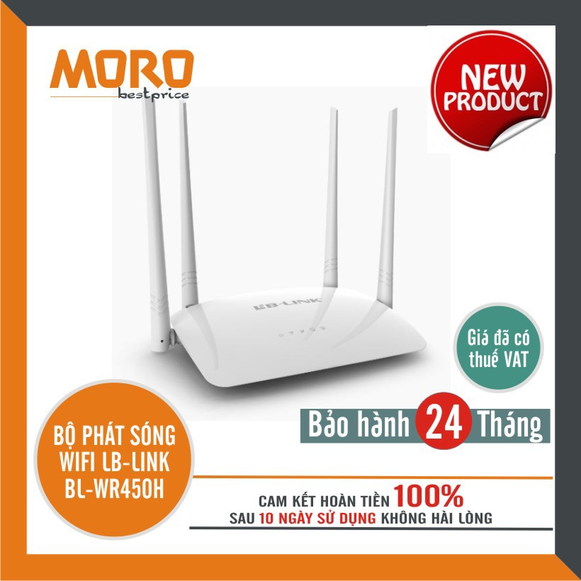 Bộ phát sóng wifi 4 râu cực mạnh LB-LINK BL-WR450H - Hàng chính hãng bảo hành 24 tháng!!!