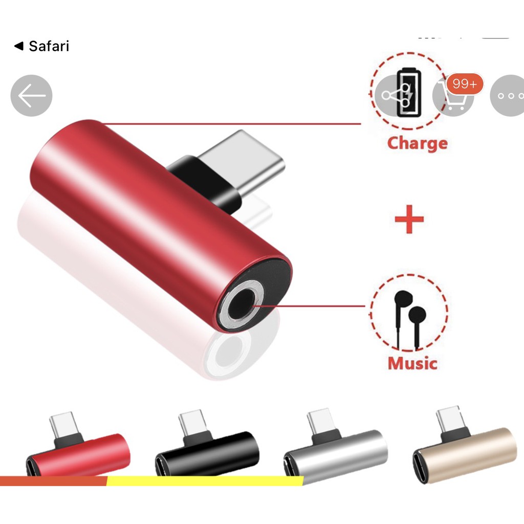 Đầu đổi Type C Sang Cổng Âm Thanh 3.5mm+ cổng sạc