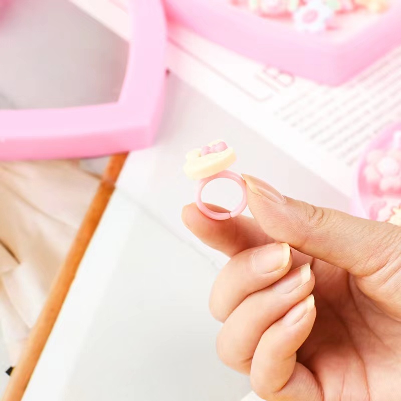 Bộ 12 Nhẫn Đính Đá Pha Lê Họa Tiết Hoạt Hình Phong Cách Hàn Quốc Cho Bé Gái