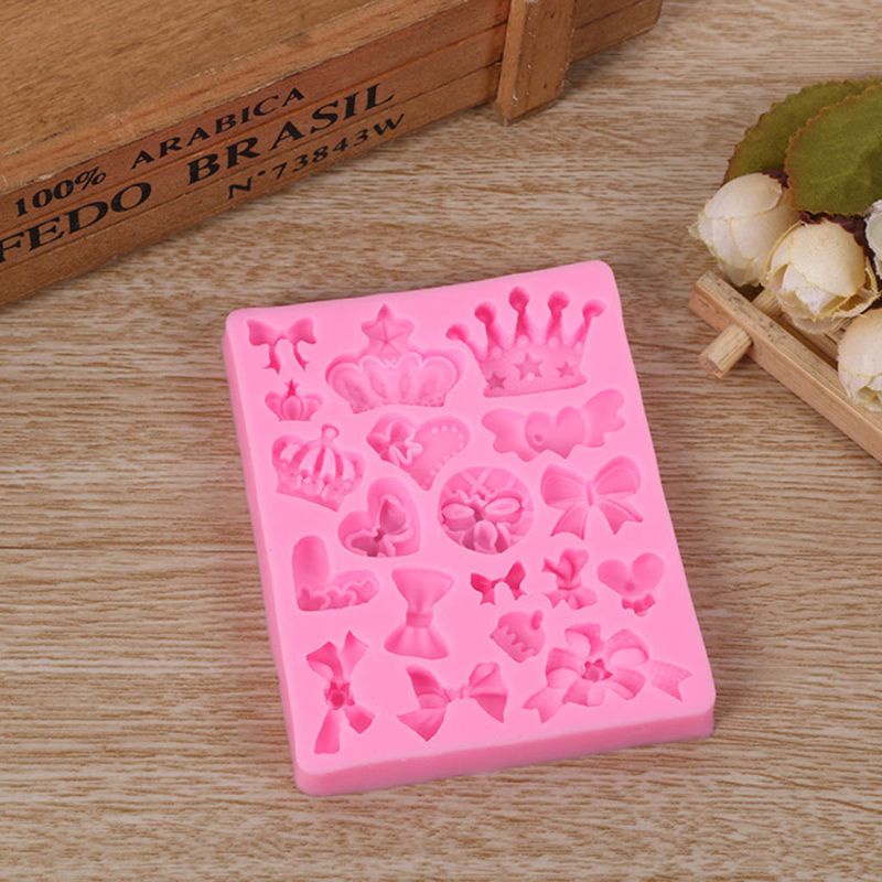 Khuôn Silicone Cắt Bánh Hình Vương Miện / Nơ Xinh Xắn