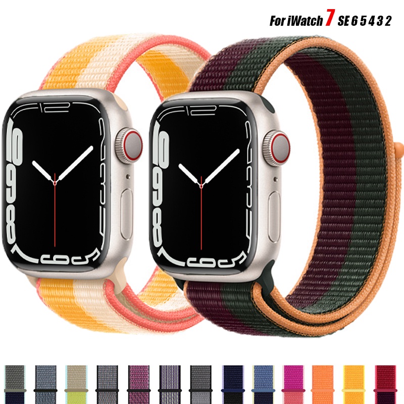 Dây đeo nylon 45mm 41mm 40/44mm cho đồng hồ thông minh iWatch Series 4 5 SE 6 7