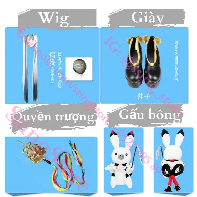 Set COSPLAY Miku Hatsune Snow quần áo tuyết hatune kimono vocaloid