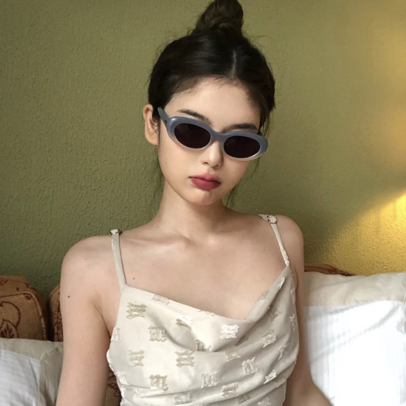 (KIQI-FASHION) COD Kính Mát Gọng Oval Chống Tia Uv400 Phong Cách Phương Tây Thời Trang Cho Nam Nữ