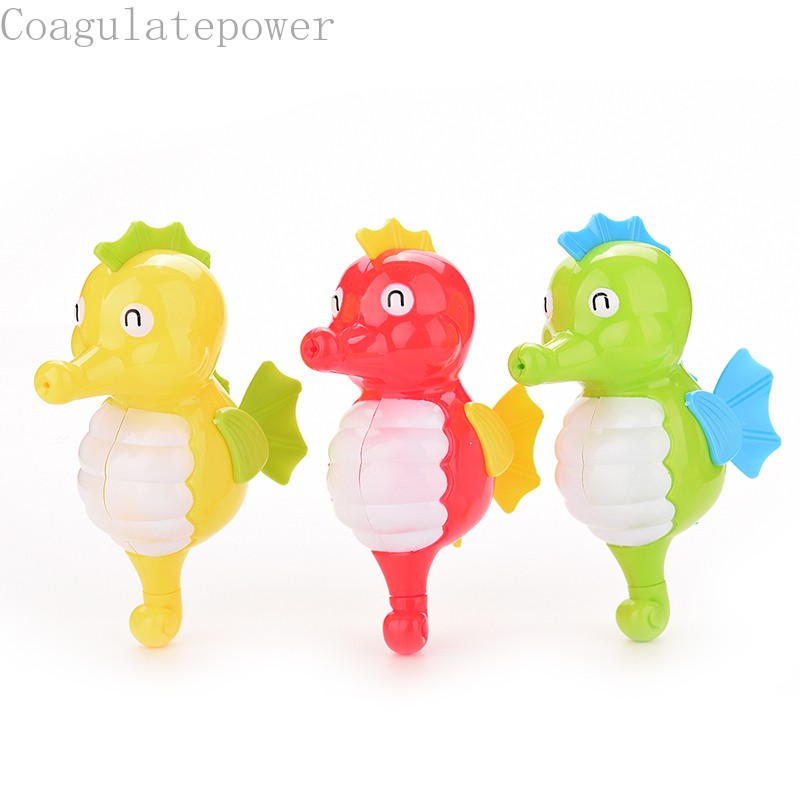 Coagulatepower 1 Pcs Funny Wind Up Clockwork Swimming Hippocampus Cartoon Animal Baby Bath Toy
