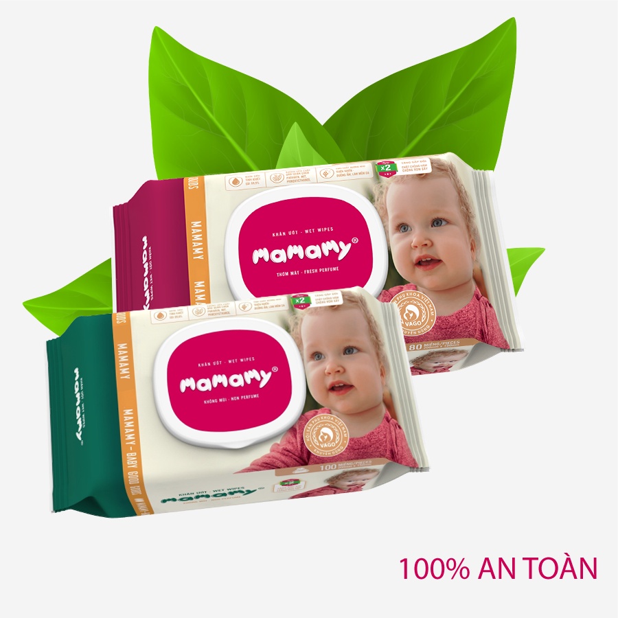 Combo 2 gói khăn ướt Mamamy 30 tờ/gói chuẩn quốc tế - 100% an toàn