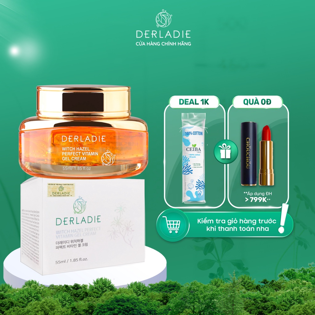 Kem dưỡng Derladie Witch Hazel Perfect Vitamin Gel Cream ngừa mụn, giảm thâm, làm đầy sẹo rỗ 55ml