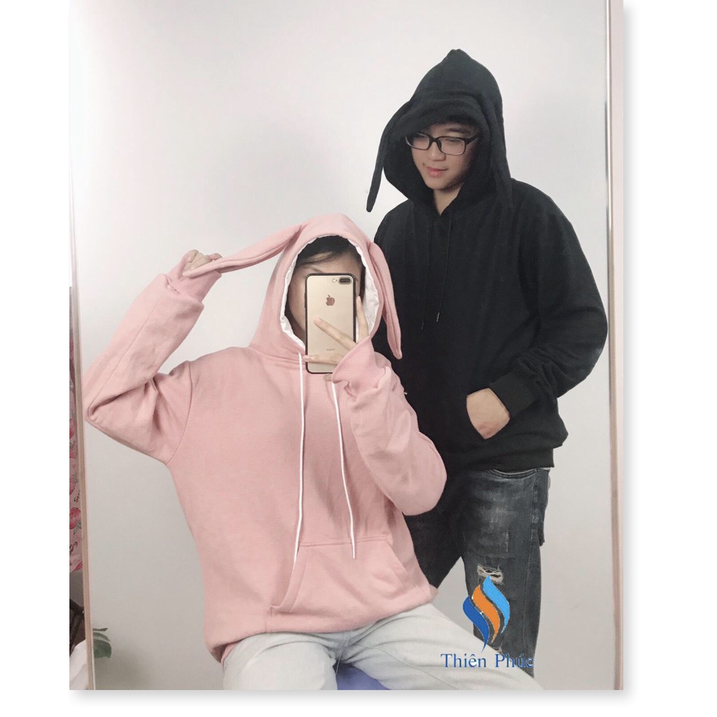 Áo khoác hoodie nam nữ tai thỏ, (FreeSize dưới 70Kg), form rộng phong cách Hàn Quốc, áo hoodie form rộng unisex vải Nỉ n