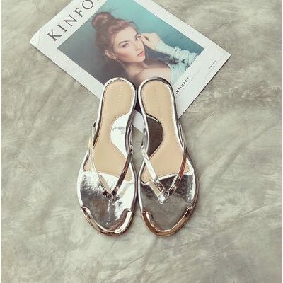 DÉP NỮ THỜI TRANG ĐẾ BỆT XỎ NGÓN MŨI BỌC KIM LOẠI