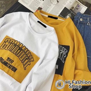 Áo thun tay lỡ form rộng Commune 1997 đơn giản mà đẹp, áo phông in HLFashion