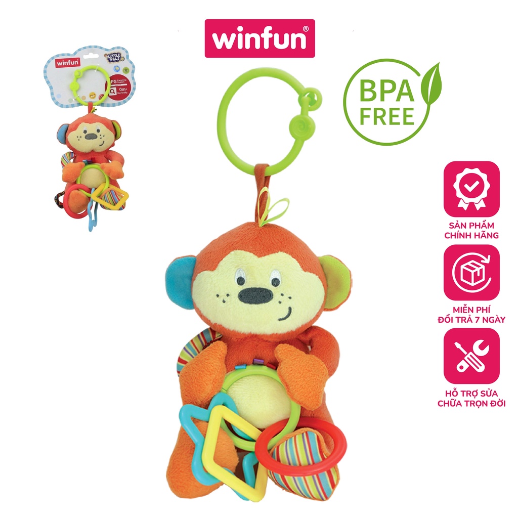 Đồ chơi thú bông xúc xắc treo cũi khỉ con Winfun 0119 - kích thích thị giác, tư duy màu sắc cho trẻ sơ sinh