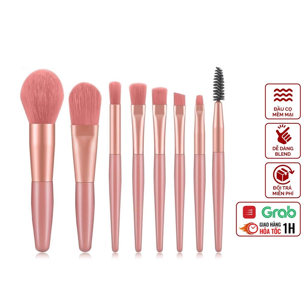 Bộ cọ trang điểm make up, set 8 cọ trang điểm sợi lông mềm trang điểm chuyên nghiệp