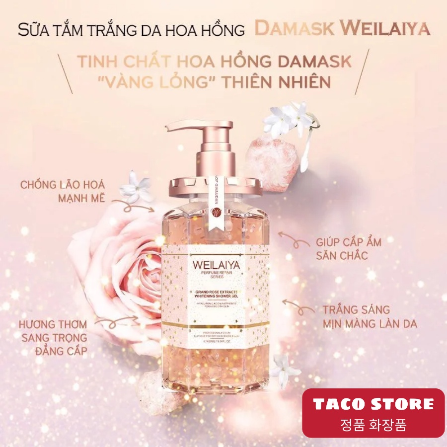 Sữa Tắm Nước Hoa Weilaiya Chính Hãng Tủy Mật Hoa Hồng Damask 450ml
