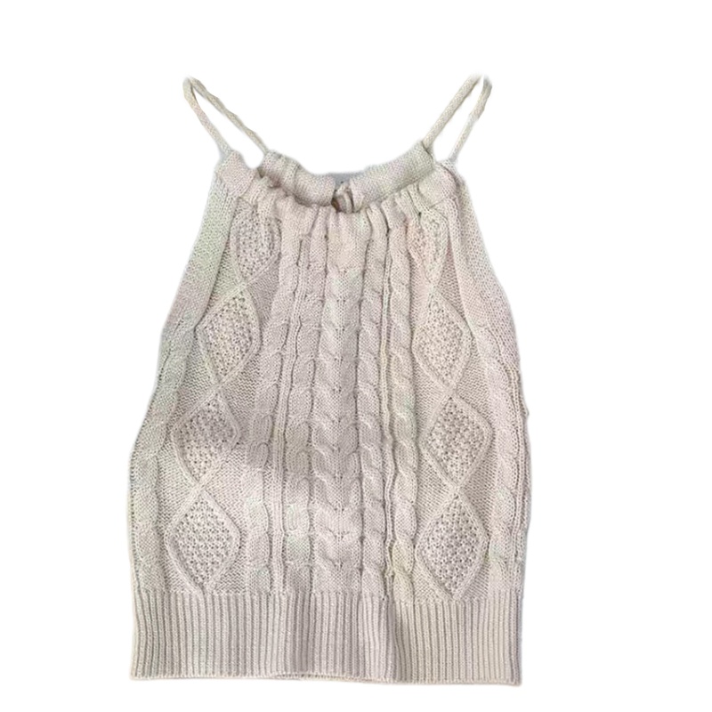Áo Croptop Dệt Kim Không Tay Thiết Kế Dây Cột Hở Lưng Thời Trang Đi Biển Quyến Rũ Cho Nữ