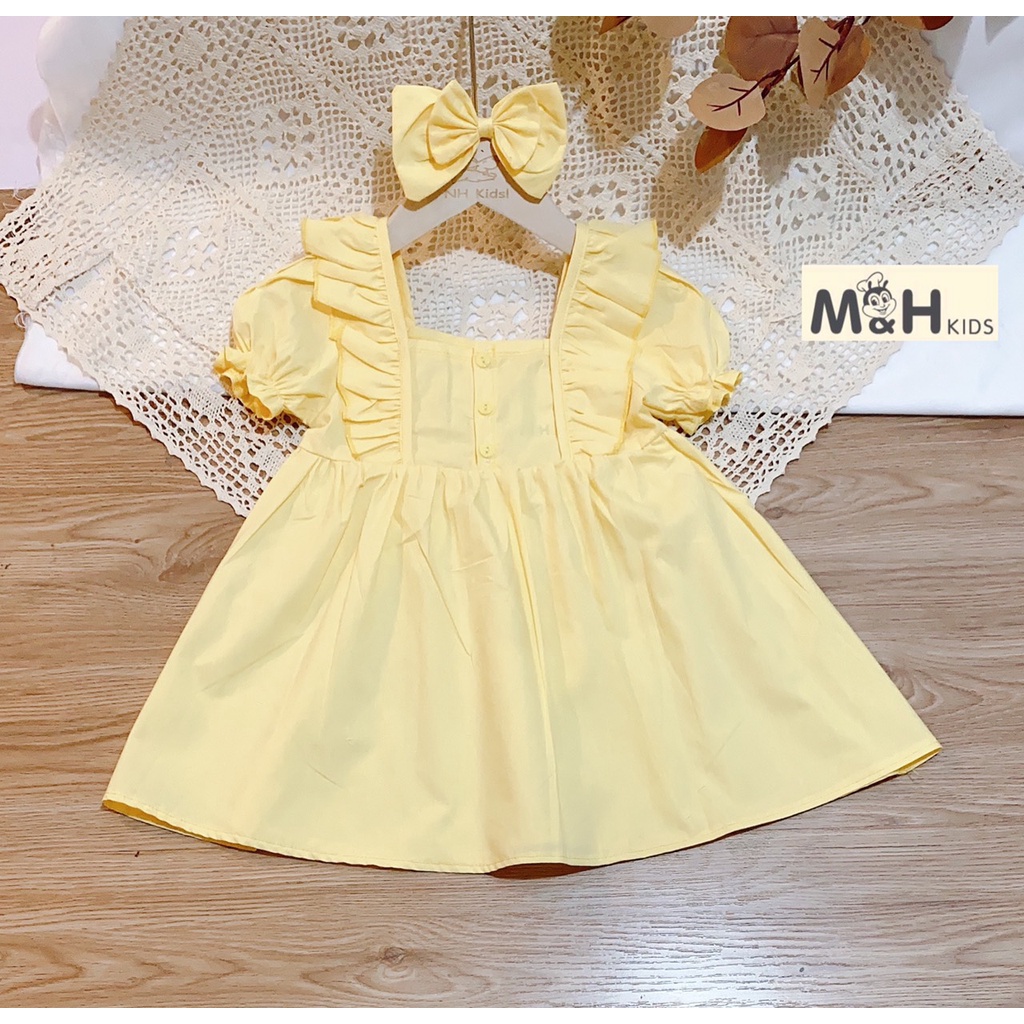 VAY30 - Váy bé gái, váy xòe thô màu tím  + tặng nơ cho bé từ 11-26kg, Richkid123