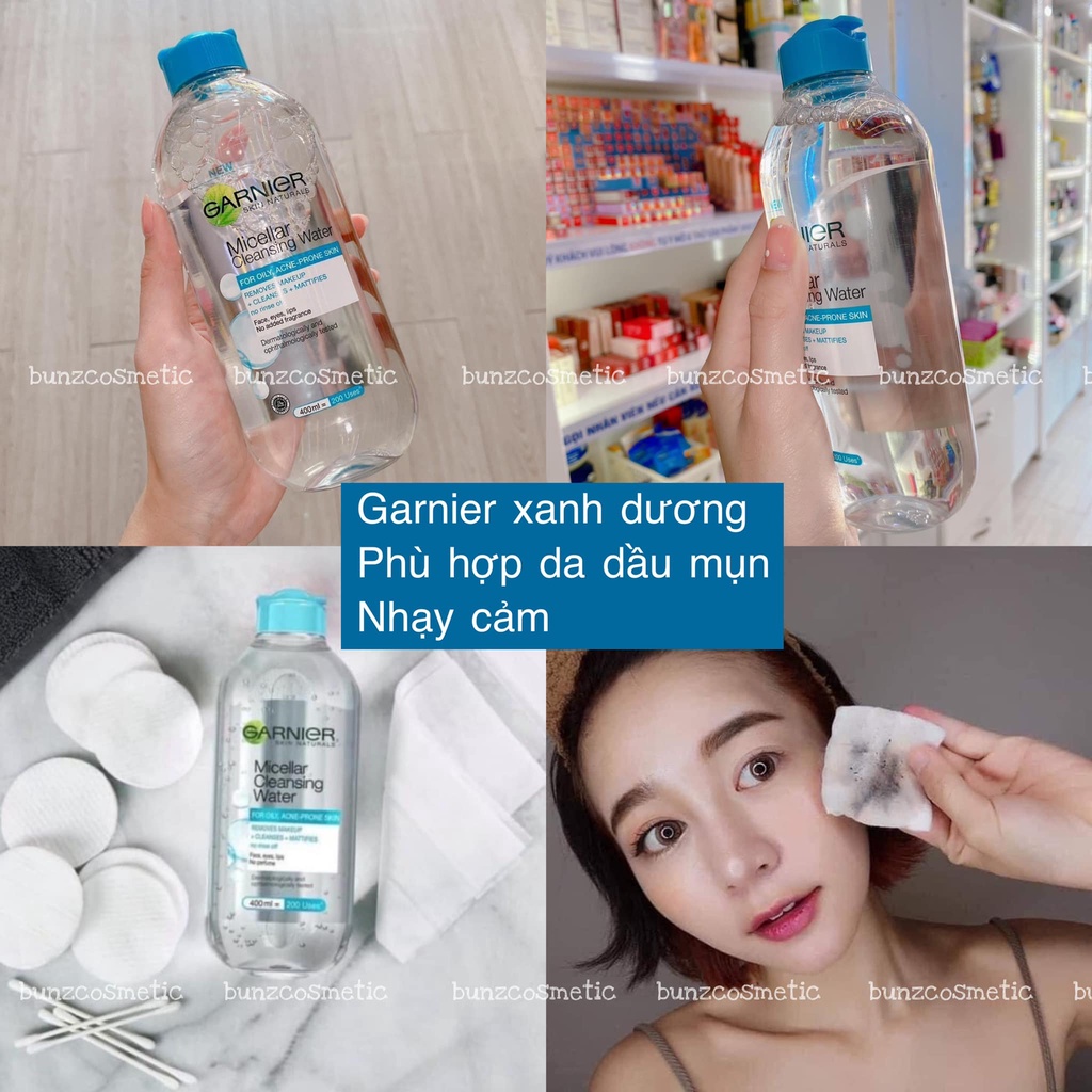 Tẩy trang Garnier xanh dương da dầu mụn 400ml