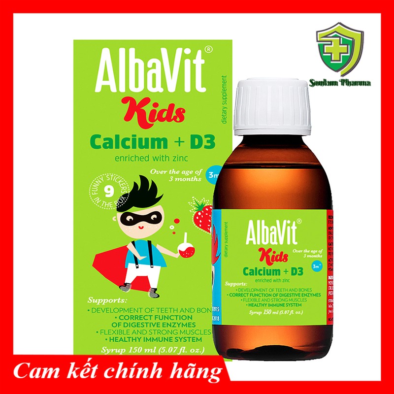 ALBAVIT KIDS CALCIUM + D3 - Giúp phát triển xương và răng chắc khỏe - Lọ 150ml