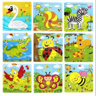 Bộ 10 Tranh Ghép Puzzle 9 Mảnh - Chủ Đề Động Vật