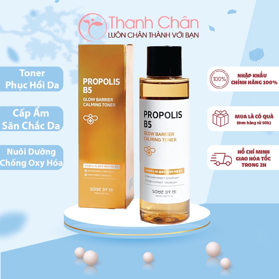 Nước Hoa Hồng Dưỡng Ẩm, Phục Hồi Da Some By Mi Propolis B5 Glow Barrier Calming Toner 150ml