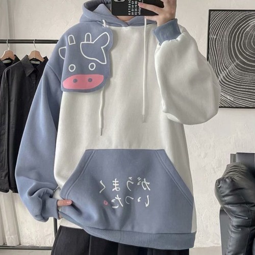 Áo hoodie dài tay dáng rộng phong cách Hàn Quốc thời trang xuân thu 2021 cho nam