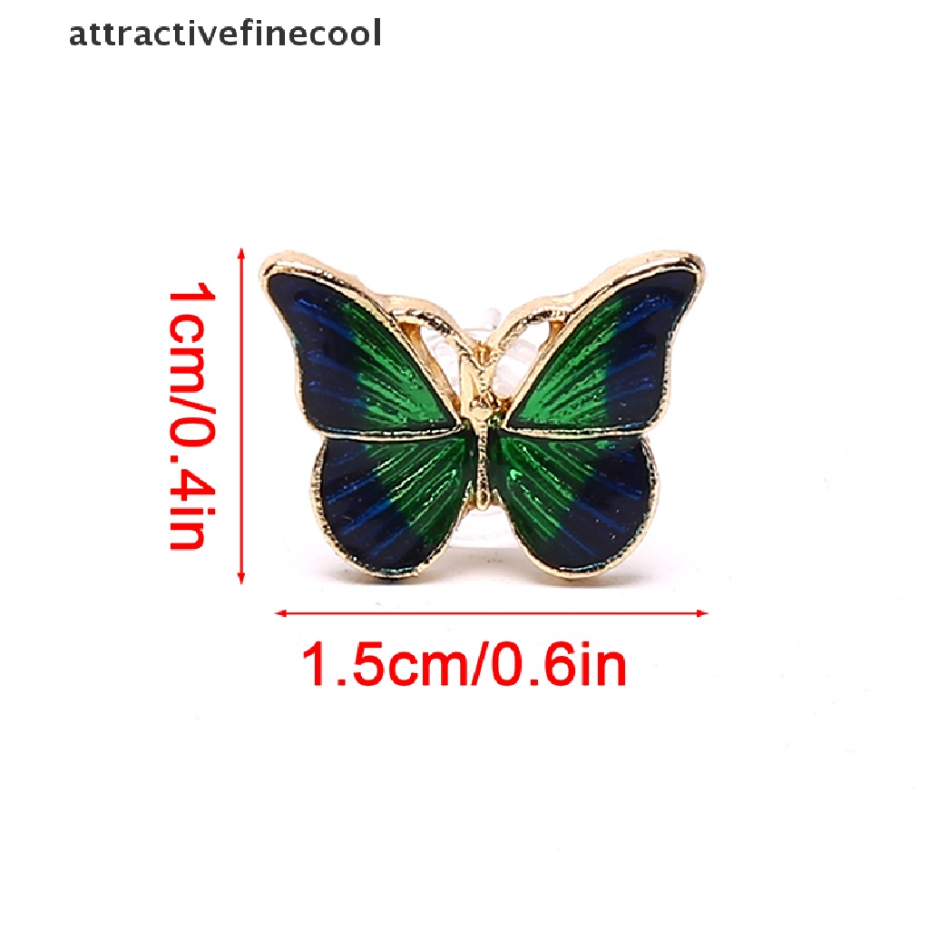 Khuyên Tai Hình Bướm Tráng Men Màu Xanh Lá Thời Trang Cho Nữ