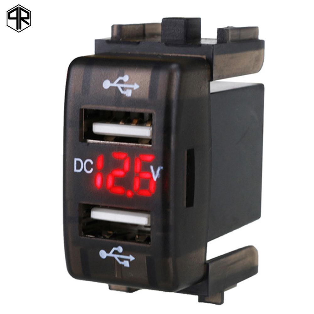 Bộ sạc điện thoại trên xe hơi tích hợp 2 cổng USB DC5V 4.2A và vôn kế hiển thị LED | BigBuy360 - bigbuy360.vn