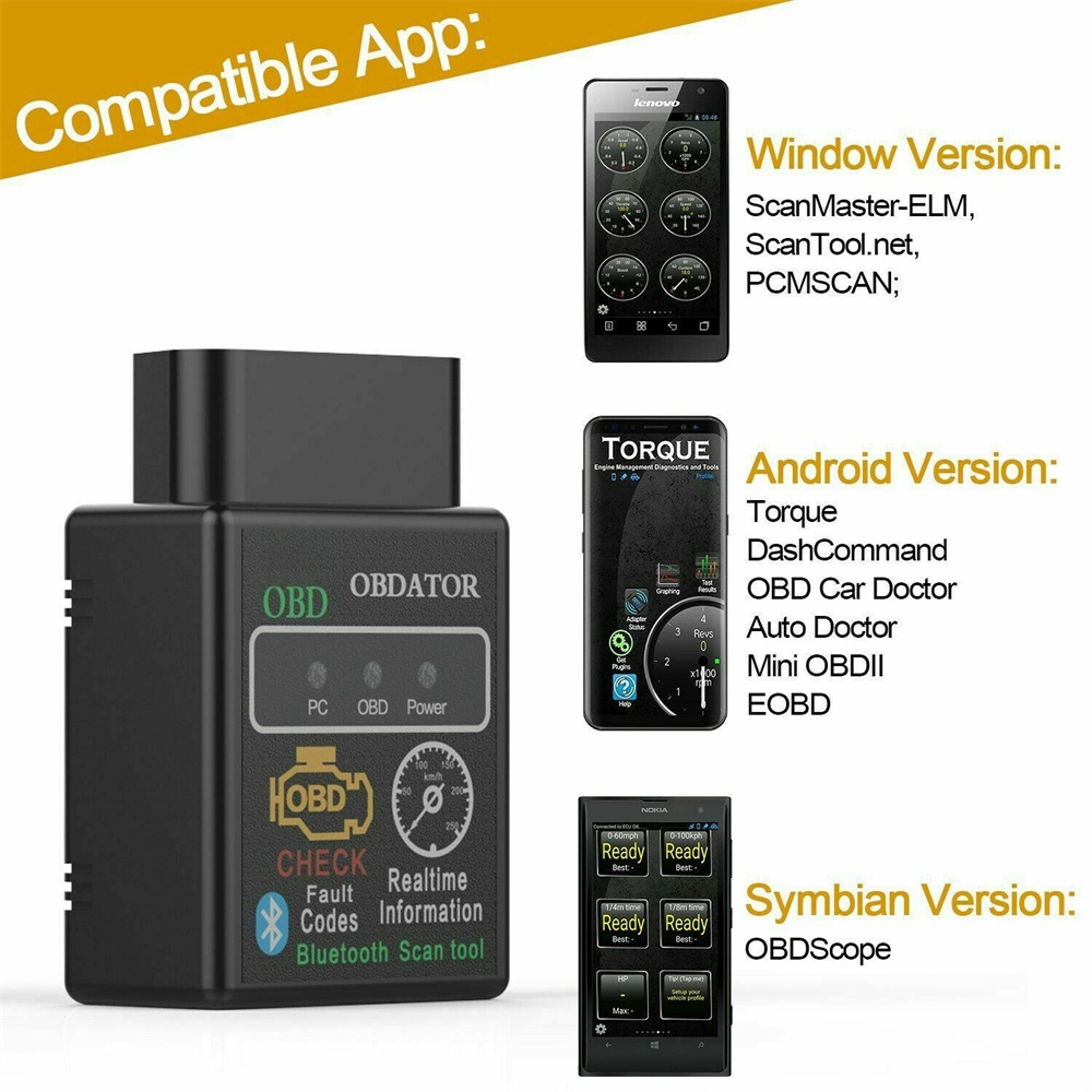 Thiết bị quét chẩn đoán lỗi OBD2 Bluetooth V2.1 Android Elm327 Obd-Ii nâng cấp cho x