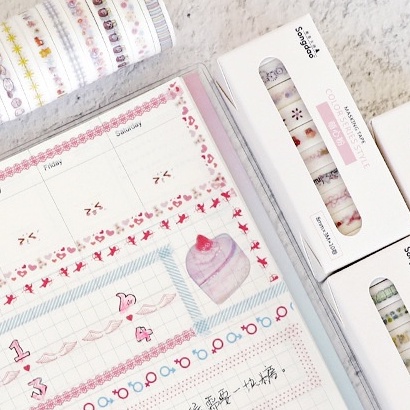 Washi tape cute, băng dính giấy trang trí sổ tay