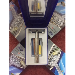 [ Hàng Mới Về ] Cạo Râu Inox cổ điển chất lượng cao + 1 Lưỡi  Lam + 1 Hộp Gương FULLBOX