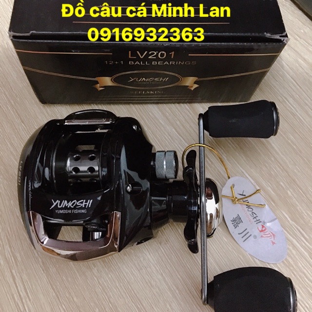 Máy câu cá ngang Yumoshi LV201 tặng kèm 100m cước Daiwa 7 màu, phao, chì, hạt chặn, lưỡi