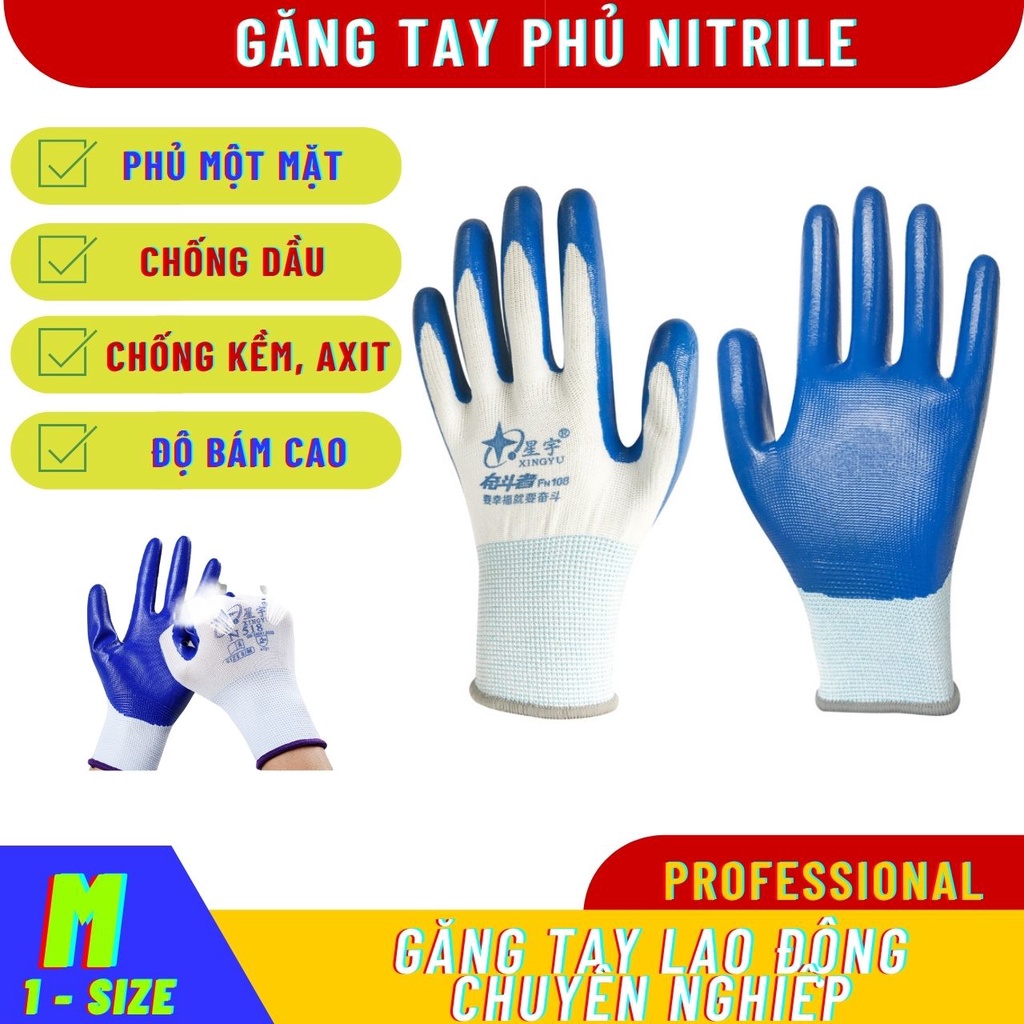 Găng Tay Bảo Hộ Bao Tay Nam Nữ Lao Động Chống Cắt Phủ Nitrile Cấp Một Bảo Vệ Da Biboy Shop N5183