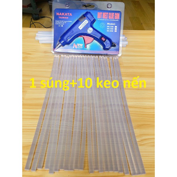 1 súng bắn keo 20W tặng kèm 10 cây keo nến silicon loại nhỏ 27cm