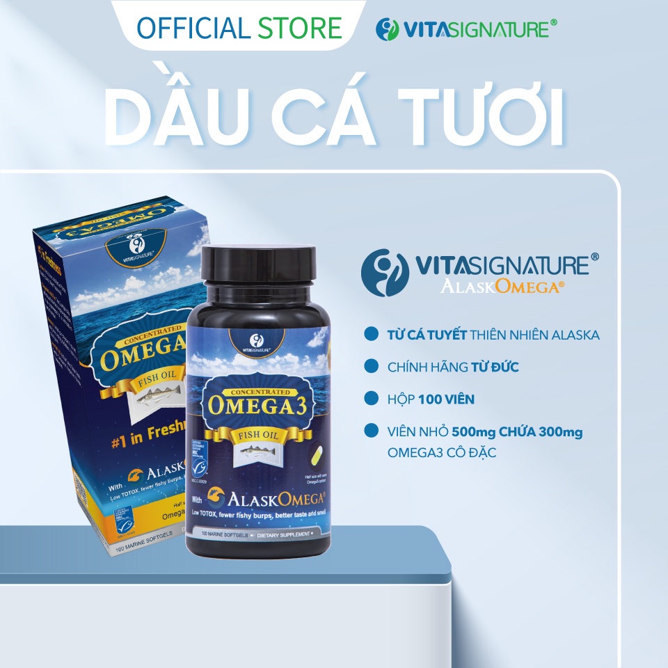Dầu cá tươi VitaSignature AlaskOmega 3 Fish Oil chính hãng Đức