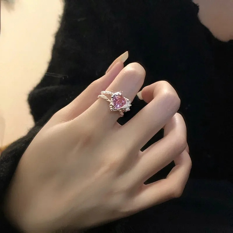 Nhẫn Bạc Hình Trái Tim Đính Kim Cương Thời Trang Cho Nữ