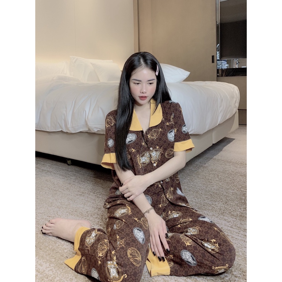 ẢNH THẬT đồ bộ pijama tay ngắn cổ sen thiết kế siêu xinh freesize dưới 60kg, pijama nữ lụa mango cao cấp giá rẻ FREESHIP