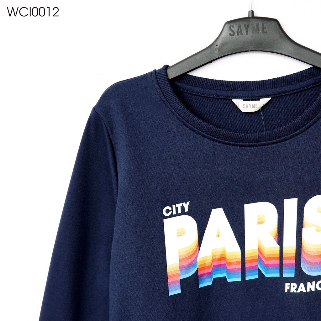 Áo nỉ sweater logo nữ Sayme dày dặn ấm áp WCSI0012