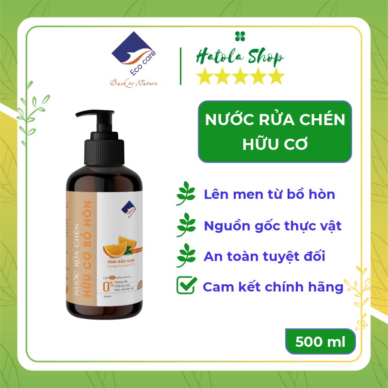 Nước rửa chén, Nước rửa bát hữu cơ Bồ hòn Ecocare 500ml