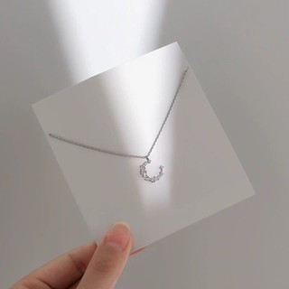 Dây chuyền bạc hình trăng pha lê lấp lánh