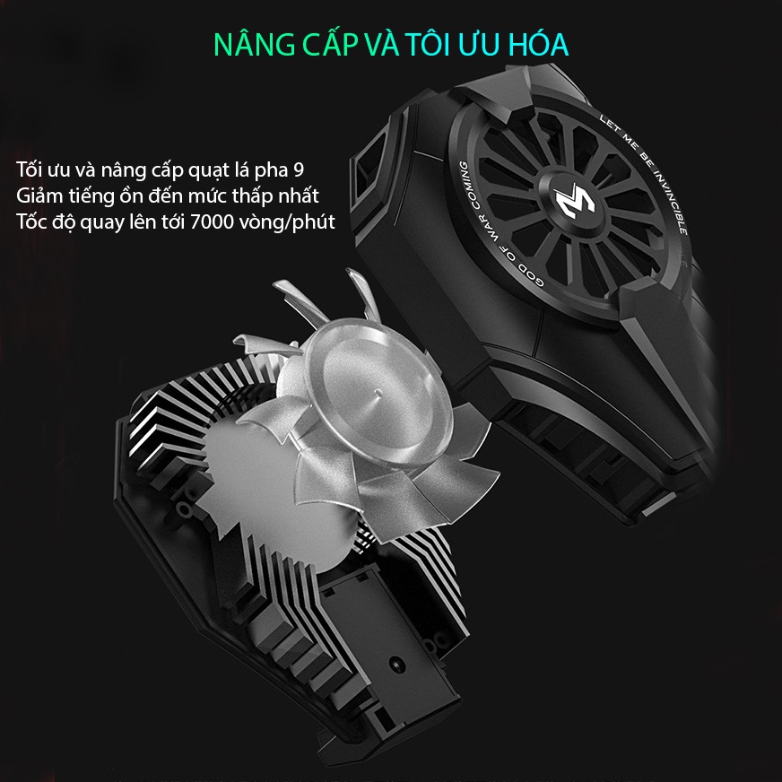 Quạt tản nhiệt điện thoại gaming SIDOTECH MEMO DL06 công nghệ sò lạnh làm mát nhanh LED đổi màu chuyên game mobile