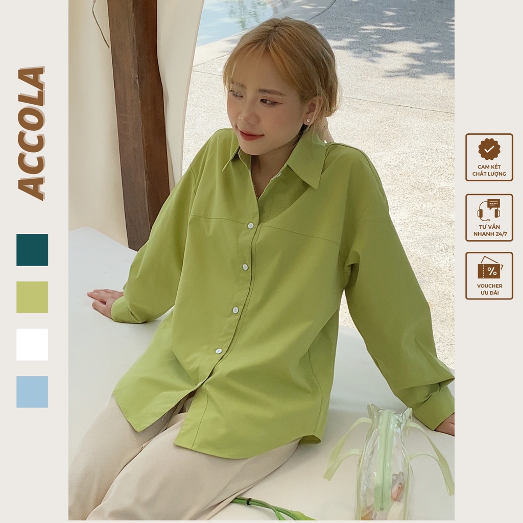 Áo sơmi freesize họa tiết line ngang ngực by Accola Made 3005