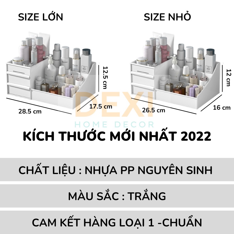 Kệ mỹ phẩm để bàn, tủ để đồ trang điểm có khay ngăn kéo tiện lợi DEXI