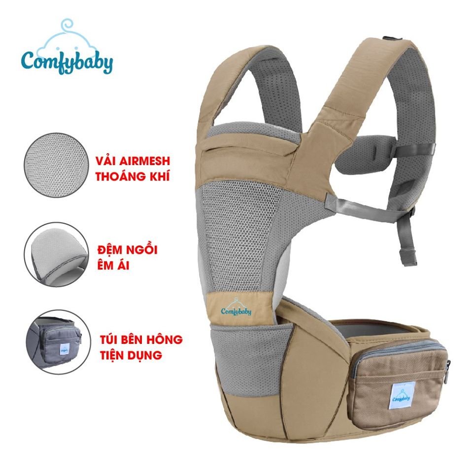 FREE SHIP !!! Địu em bé cao cấp siêu mềm 4 tư thế Comfybaby CF818 - công nghệ Air Mesh thoáng khí