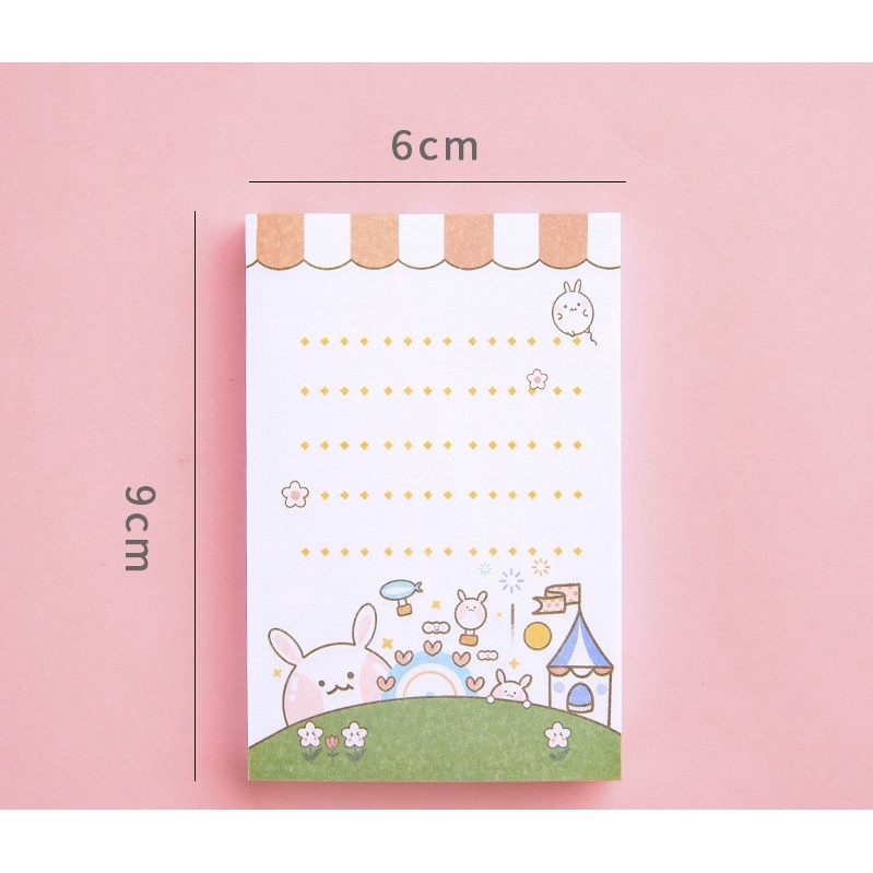 Giấy ghi chú hình chữ nhật có keo 80 tờ xinh xắn đáng iu giá rẻ
