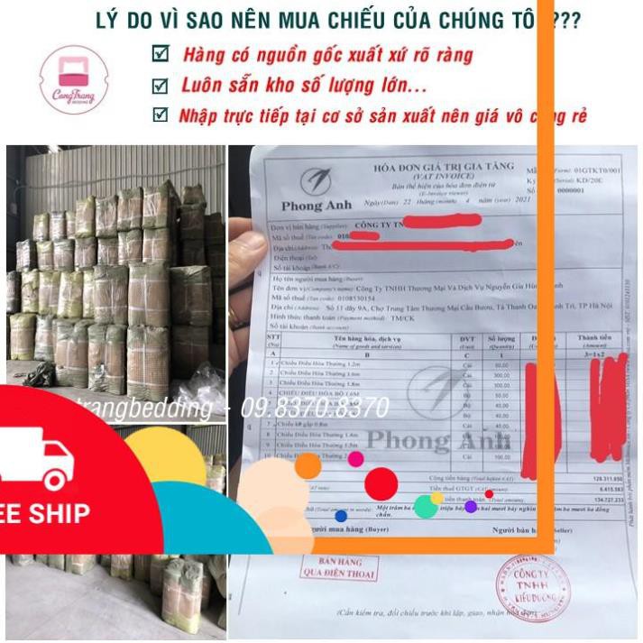 Chiếu trúc tăm vân gỗ PHONG ANH , chiếu trúc tre in hoa tây bắc, cao bằng mùa hè mát lạnh (m6x2m - m8x2m) ..